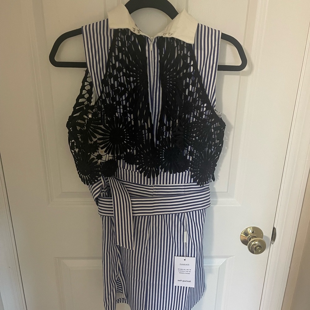 self portrait black lace cape blue mini dress